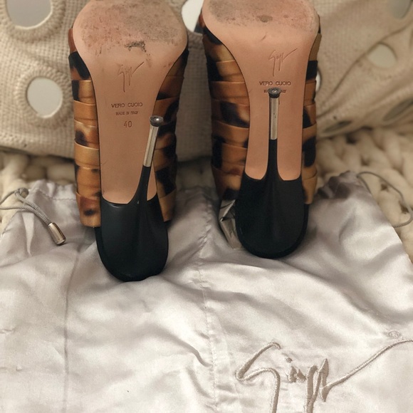 Sz 40 Giuseppe Zanotti Silk Leopard Print Slides - Picture 5 of 5